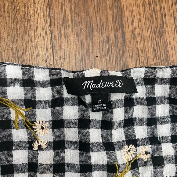 Madewell women’s black/white top blouse sz Medium - Picture 2 of 3
